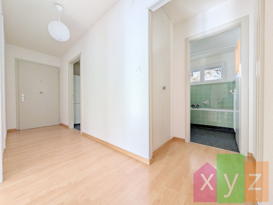 Le couloir de circulation bénéficiant d'une armoire encastrée